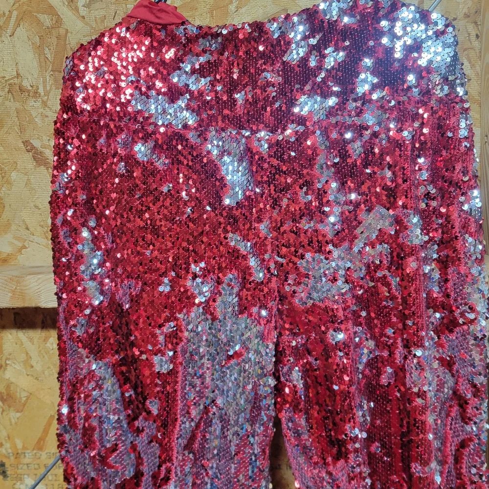 Tipsy‎ Elves NWT Red and Silver Sequin Pants MULTIPLE SIZES